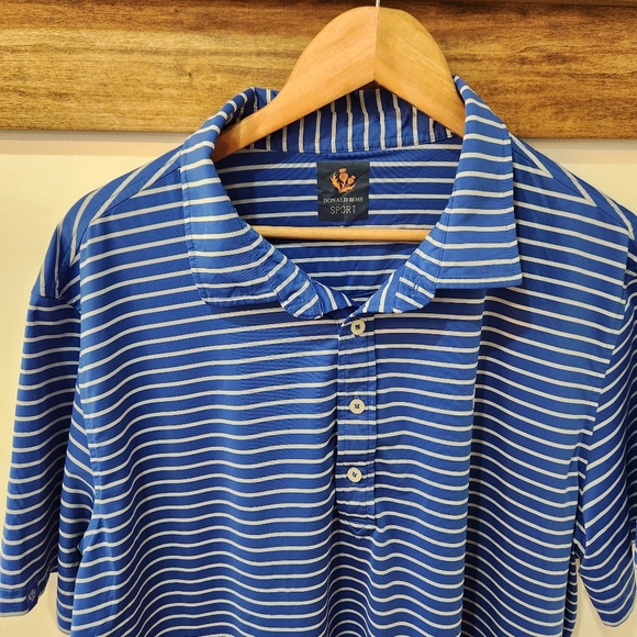 Donald Ross Sport Polo Shirt Mens XL Blue Striped Performance Stretch Breathable - Picture 2 of 9